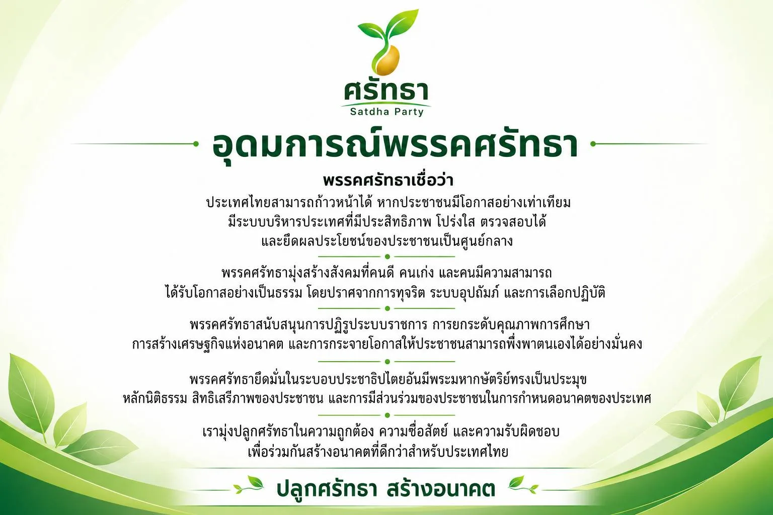 ความเชื่อและอุดมการณ์ของเรา